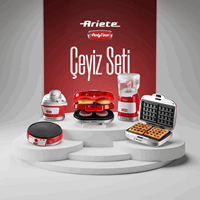 Ariete Party Time 5li Elektronik Çeyiz Seti - Waffle Dondurma Mısır Patlatma Krep ve Hamburger Makinesi